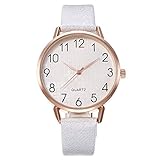OWZSAN Damen Frauen Quarz Uhren Mode-Leder-Armbanduhr for Damen Digitaluhr (Color : White)