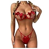 Vexiangni Damen Spitze Negligee Kleid Gown Kurz Dessous V-Ausschnitt Babydoll Lingerie Öffnen Zurück Nachtwäsche Kleid Dessous Unterwäsche Nachtkleid Bat Transparent Babydoll S