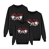 KIMODO Familie Set Pullover Strickpullover Pulli Langarm Sweater Sweatshirt Herbst und Winter Warmer Anzug Langärmeliger Top Outfits (E-Schwarz, XL)