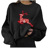 Weihnachten Sweatshirt Damen Pullover Lässiges Langarmshirt Oberteile Herbst Winter Langarm Tshirt Teenager Mädchen Shirts Bluse Pulli Mode Lose Jumper Rentier Muster Top Streetw