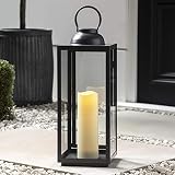 Lights4fun Graue Eisen Laterne Outdoor mit LED Kerze batteriebetrieb Timer 57