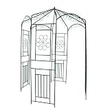 vidaXL Rosenpavillon Metall Rosenbogen Eisenpavillon Rankhilfe 250 cm Dunkelgrü