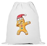 generisch Dabbing Lebkuchenmann Dab Weihnachtsgebäck Lebkuchen Turnbeutel Weihnachten - Baumwoll Gymsac -37cm-46cm-Weiß