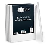 Artina Akademie Keilrahmen 5er Set 30x40 cm - FSC Holz Leinwände Leinwandset aus 100% Baumwolle 280 g/m² - Leinwand Keilrahmenset verzugsfrei - 2fach grundierte Keilrahmen zum B