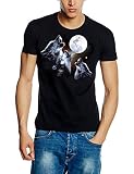 Coole-Fun-T-Shirts Herren T-Shirt Three Wolf Moon, schwarz, XXXL