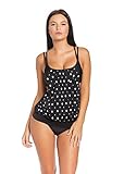 Octopus Elegante, Figurumspielende Damenmode/Neckholder/Bandeau Push Up Tankini mit Slip/Badeanzug f5119 Farbe: Tankini F(1011)-S1(sw) Schwarz/weiß Punkte, Gr. 36