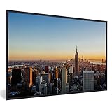 Poster mit Rahmen - New York - Skyline - Sonnenuntergang - fotolijst zwart zonder passe partout - 60x40