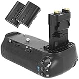 Meike Batteriegriff kompatibel mit Canon EOS 90D, 80D und 70D - Ersatz für BG-E14 - für 2X LP-E6 und 6 AA Batterien + 2X LP-E6 Nachbau-Akk
