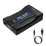 HDMI auf SCART Konverter, 1080P HDMI auf SCART Adapter, HDMI auf Scart Converter mit NTSC/PAL, HDMI zu Scart Video Stereo Audio Konverter für Sky HD Blu Ray PS3