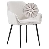 AINPECCA Esszimmerstuhl aus Teddy-Fleece, kuscheliges Fell mit Teddy-Fleece-Sitz, Bürostuhl, luxuriös, superweich, flauschig, Sitzfläche aus Fell (weiß)