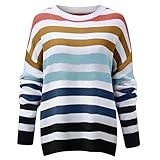 Damen Casual Fashion Farbkontrast gestreifter Langarm Pullover Pullover Pullover Top Sweatshirt Winter Lange Ärmel Frauen Teenager Mädchen Lange Ärmel Sw