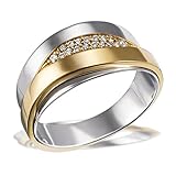 Goldmaid Damen-Ring 585 Gelbgold und 925 Sterlingsilber mit Diamanten Brillanten Diamantring Verlobung