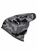 Zwillingsherz Slouch-Beanie-Mütze mit Kaschmir - Hochwertige Strickmütze mit Häkelrand Camouflage Muster für Damen Mädchen Jungen - Hat - One Size - warm und weich für Frühling Herbst und W