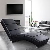 MIADOMODO® Relaxliege - Ergonomisch, Gepolstert, 154x51x73cm, Kunstleder, Schwarz - Wohnzimmer Relaxsessel, Liegestuhl, Liegesessel, Loungesessel, Sesselliege, Sofaliege, Polsterliege, Chaiselong