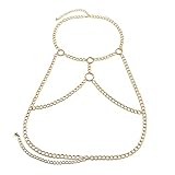 XISESAN Einfache geometrische Kreisform Körperkette Mode Trendy Körperkette Metall Bikini Körperkette Halter Körperk