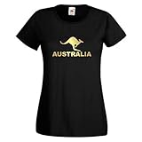 Fun T-Shirt Australia Känguru Cooles Australien Damen kultiges Girlie Funshirt mit Motiv, schönes Geschenk T-Shirt für Freundin (GO012) M