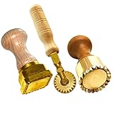 LaGondola SET: 1 professioneller Ravioli Stempel 45x55 mm, 1 runder professioneller Tortellini Stempel 50 mm Durchmesser und 1 professionelles Teigrädchen sternförmig aus Messing und N