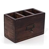 DESIGN DELIGHTS Holz STIFTEHALTER Box 18' | Mahagoni, 19x12x10 cm (BxHxT) | Stiftebox mit Metallgriff, Shabby Sty