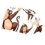 Affen-Muster, 2 Stück, verstellbare Arbeitskappen, niedlich bedruckt, Arbeitskappe mit Knopf, Bouffant, Turban-Kappe für Damen und H
