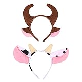 Minkissy 2pcs Kuh Stirnband Plüsch Kuh Cosplay Haarband Cartoon Milchkuh Haarreif Weihanchten Kopfbedekung Haarschmuck für Party Weihnachten Neujahr Geschenk