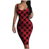 GANBADIE Women's Scoop Neck Sleeveless Midi Party Bodycon Dress Lady Strench Club Dress Party Mini D