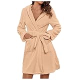 Darringls Bademantel Damen Flauschig Hausmantel Frotteemantel Robe Negligee Saunakilt Sauna Sarong Morgenrock Kimono Pyjama Winter Nachtwäsche Saunatuch Bathrob