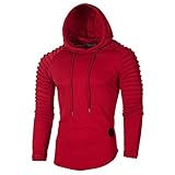Herren Rundhals schlankes einfarbiges Kapuzen-Langarm-T-Shirt mit gestreiften, gefalteten Raglanärmeln Kordelzug Herrenfrühling und Herbst heißer Baumwoll beiläufiger Muskel-H