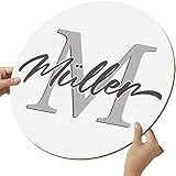 Namenskreis Monogram Schild aus Echtholz - personalisierbares Namens Geschenk - Familien Deko - personalisierbar zum Hinstellen/Aufhängen - Namens Geschenk - persönliches Geschenk