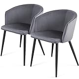 Esszimmerstühle,UR LIVESONG 2er Set Küchenstühle Wohnzimmerstuhl Polsterstuhl Design Stuhl (Gray)