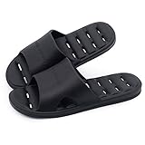 Shower Slipper, Quick Drying Non-Slip Slippers, Bathroom House and Pool Sandals, in-Door Slipper for Gym, Soft Sole (Schwarz, Numeric_40)