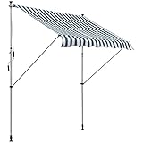 Outsunny Markise Gelenkarmmarkise Klemmmarkise 0°-90° einstellbar 1,7-2,8 m höhenverstellbar Sonnenschutz Faltarm Handkurbel Balkon Alu Grün+Weiß 200 x 150