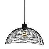EGLO Pendelleuchte Pompeya, 1 flammige Hängelampe Vintage, Industrial, Retro, Hängeleuchte aus Stahl, Esstischlampe, Wohnzimmerlampe hängend in Schwarz, E27 Fassung, L x B 45 x 44