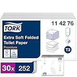 Tork 114276 extra weiches Einzelblatt Toilettenpapier in Premium Qualität für das Tork T3 Einzelblatt System / Toilettenpapier 2-lagig in Weiß, 30 Bündel a 252 Tücher (7.560 Stück)