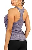 icyzone Damen Sporttop Yoga Tank Top Ringerrücken Oberteil Laufen Fitness Funktions Shirt (L, Twilight Purple)