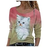 Damen T-Shirt Sommer Kurzarm Oberteile Frauen Querformatmuster Tunika Shirt Lose Rundkragen Tshirt Bluse Top Teenager Mädchen Kurzen Ärmeln Hemd Bluse S