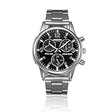 MJARTORIA Herren Armbanduhr Männer Analoge Quarzuhr Silber Farbe Edelstahl Armband Blau Schwarz Weiss Zifferblatt mit Kleine Deko Z