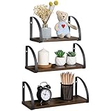 OROPY Wandregale 3er Set, Schweberegal für die Wandmontage, Hängende Aufbewahrungsregale für Wohnzimmer Schlafzimmer Bad Küche, Rustikales B