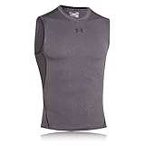 Under Armour Herren HeatGear Armour Kompressionsshirt, ärmelloses Funktionsshirt, Komfortables Tank Top mit Kompressionspassform, Grau (Carbon Heather/Black 090), L