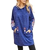 WAQD Damen Lose Asymmetrisch Jumper Sweatshirt Pullover Oberteile Oversize Tops Damen Bluse Tops Casual Lose Blusentop Oversized Lässig Tunika Tunikabluse Casual Basic T-Shirt Hemden Tee Lang