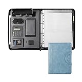 YZSHOUSE Konferenzmappe A4 Schreibmappe Leder A4 Portfolio Dokumenten-Mappe Aus PU-Leder for Business Meeting/Büro/Schule Mit Taschenrechner Stifthalter for Konferenz Interview Rede (Color : Blue)