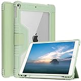 iPad 10,2 10,5 Zoll (26,7 cm), 8. 7. Generation, 26,7 cm, 3. Generation), robuste Schutzhülle für und 10,7 cm) mit Stifthalter, automatische Wake/Sleep-Funktion, transparente Rückseite, Grü