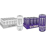 Monster Energy Ultra White, 500 ml, Einweg-Dose, Zero Zucker und Zero Kalorien & Ultra Violet, 500 ml, Einweg-Dose, Zero Zucker und Z