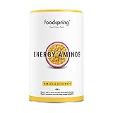 foodspring, Energy Aminos, Maracuja, 400g, Pre-Workout-Booster mit Vitamin C, B3, B12, Koffein, Piperin und veganen BC