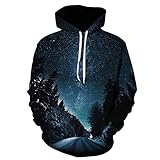 3D Druck Herren Hoodie Schöne Nacht Hoodie Fotografie Street Style Pullover Damen Langarm Sweatshirt, Wy581, XL