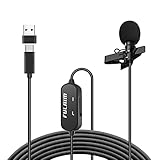 FULAIM USB Type C Lavalier Mikrofon mit Rauschunterdrückung für Android Smartphones, 19,7 ft USB C Omnidirektionales Ansteckmikrofon für YouTube/Interview/Aufnahme Komme mit USB Adapter für PC, Laptop