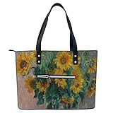 Sonnenblumen in einer Vase, leichte Handtasche für Einkaufen, Fitnessstudio, Wandern, Reisen, Yoga, Schultertasche mit Außentaschen mit Reiß