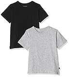 Minymo 2er Pack Baby Jungen T-Shirt, Kurzarm, Alter 18-24 Monate, Größe: 92, Farbe: Grau und Schwarz, 3932
