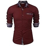 SSBZYES Herrenhemden Herren Langarmhemden Herren Einfarbige Hemdjacken Herren Langarm Lässige Revershemden Karierte Krag