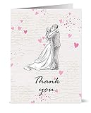 50 Dankeskarten zur Hochzeit 'Braut und Bräutigam' mit Umschlägen – Zeichnung im Vintage-Stil Grußkarten für Menschen als Dankeschön für ihre Mitteilung