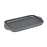 Aluguss Grillplatte Induktion 37x23 cm Innenmaß I Beschichtete Bratplatte Induktionskochfeld I Gasgrill Grillaufsatz Grill I Herd Plancha antihaft I Induktionsfähige Grillpfanne I Guss Steakp